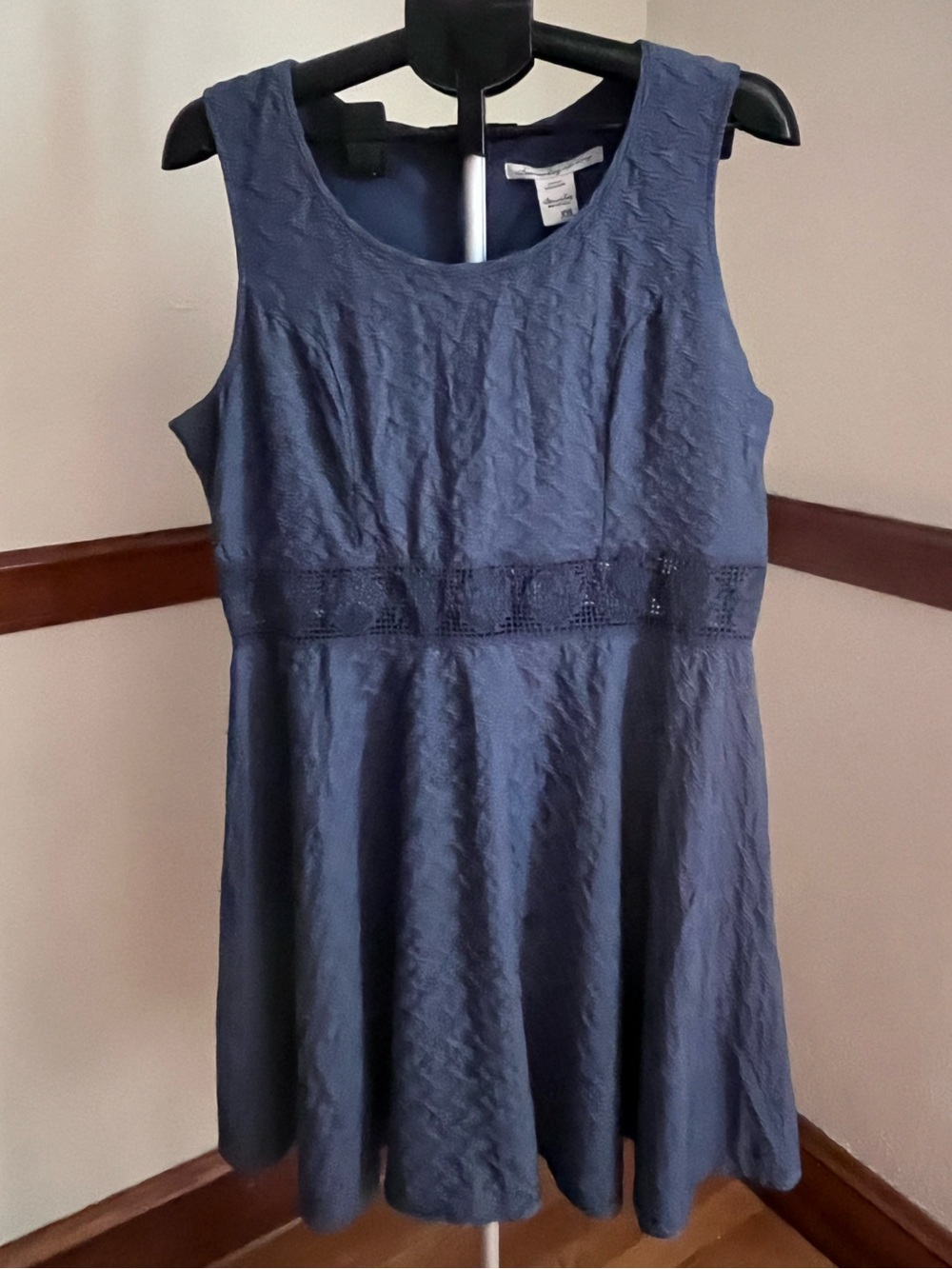 American Rag Steel Blue Textured Fit-and-Flare Dress NWT